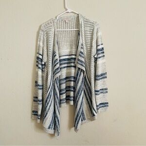 CB est.1962 Striped Open-Front Cardigan Sweater size L crochet draped casual